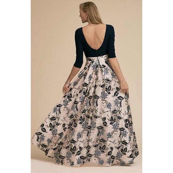 NWT BHLDN Maxi Gown Gianni Dress Embroidered Floral Sequins Navy Bodice Skirt - Picture 2 of 3